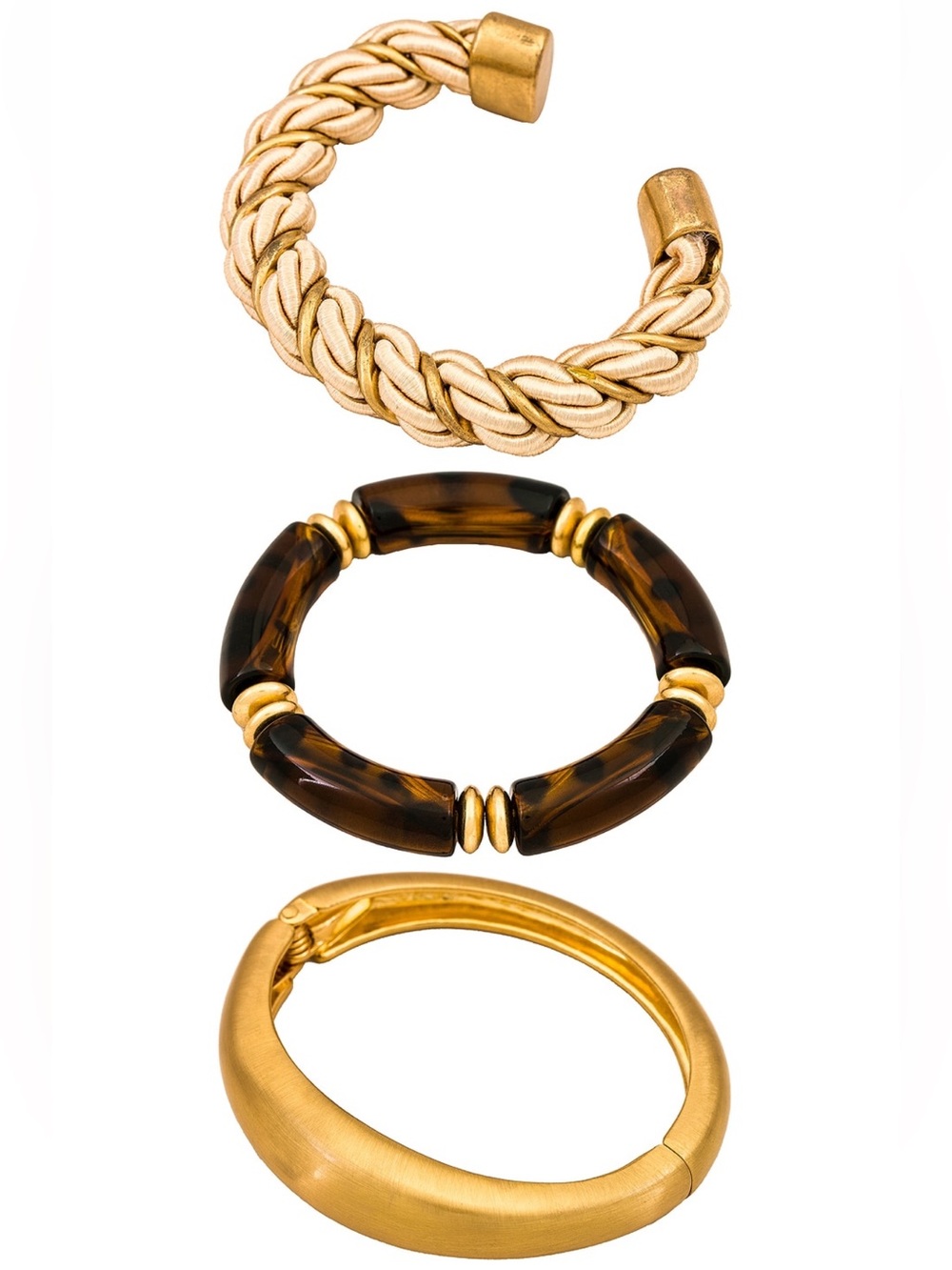 8 Other Reasons Gold and Tortoiseshell Bracelet Stack - Three Piece Set